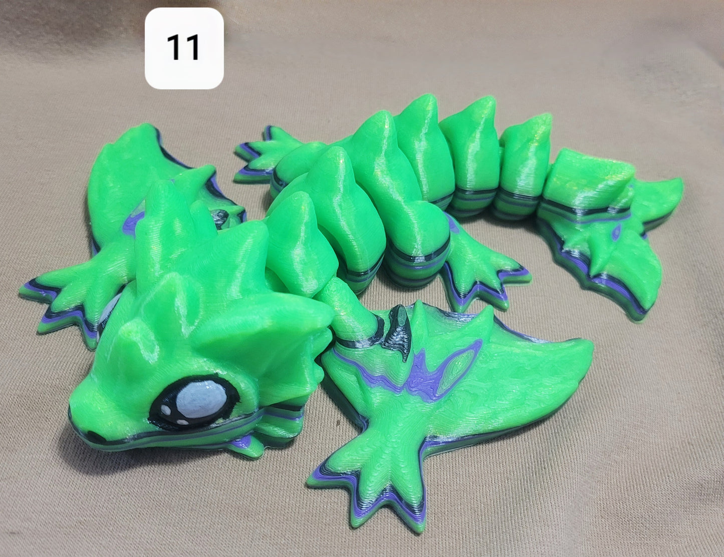 Articulated Cute Dragon 7.5"x5.5" 3d Printed, PLA