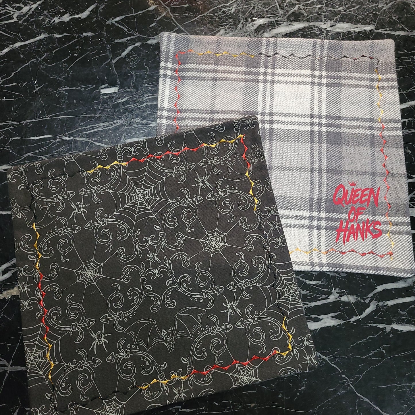 Black Cobb Web with Flannel Back EDC Hank , Handkerchief
